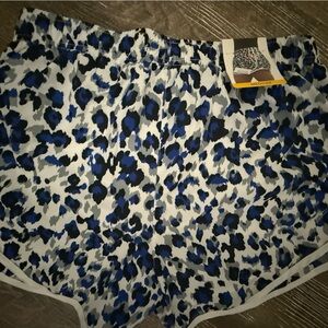 Calvin Klein Blue and Black Leopard Print Women's Running shorts with mesh